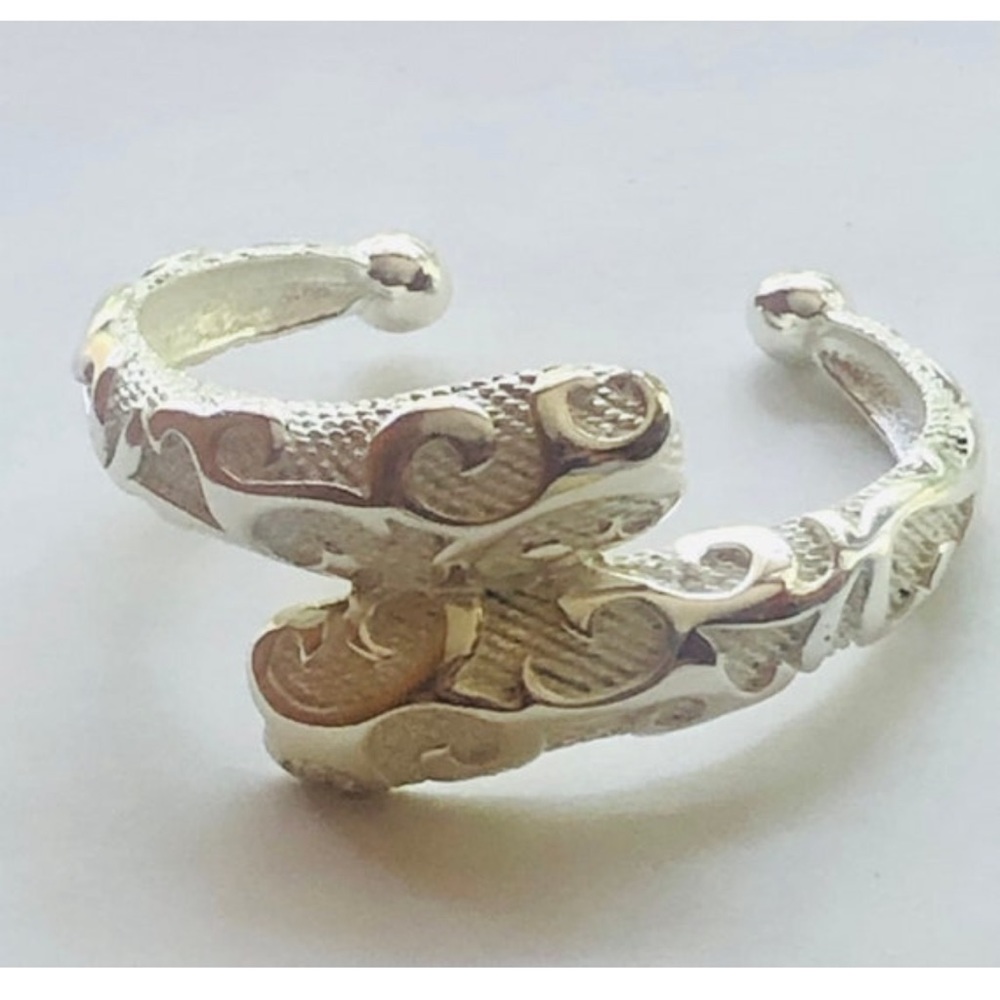 Signed YSL Yves Saint Laurent Silver Scroll Vintage Cuff Bracelet